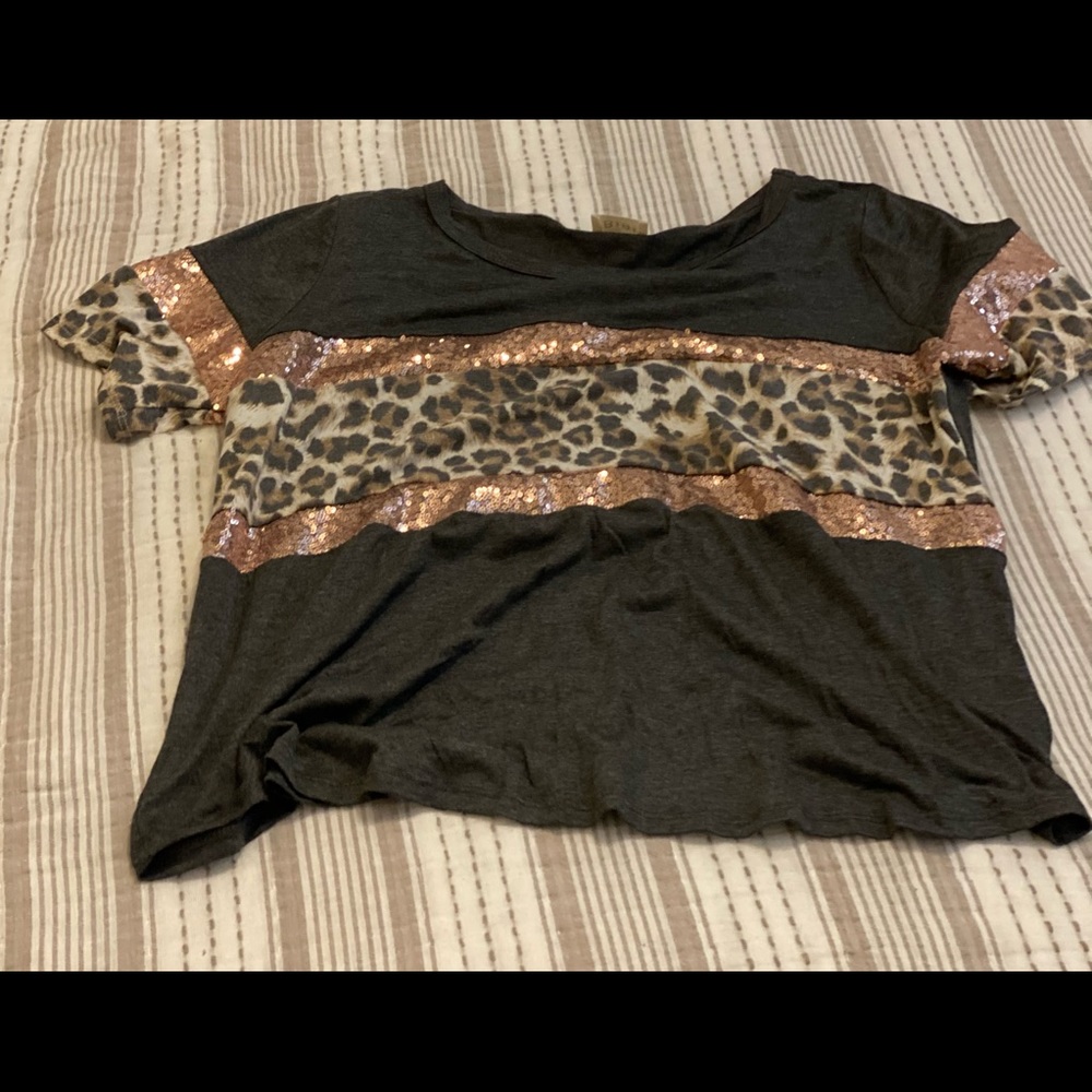 Leopard Top with Sequins